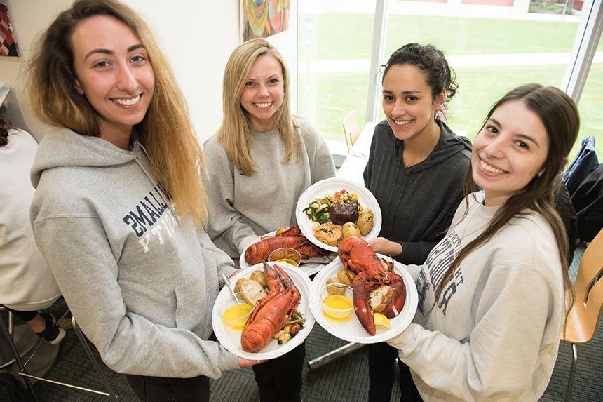 Students with lobsters